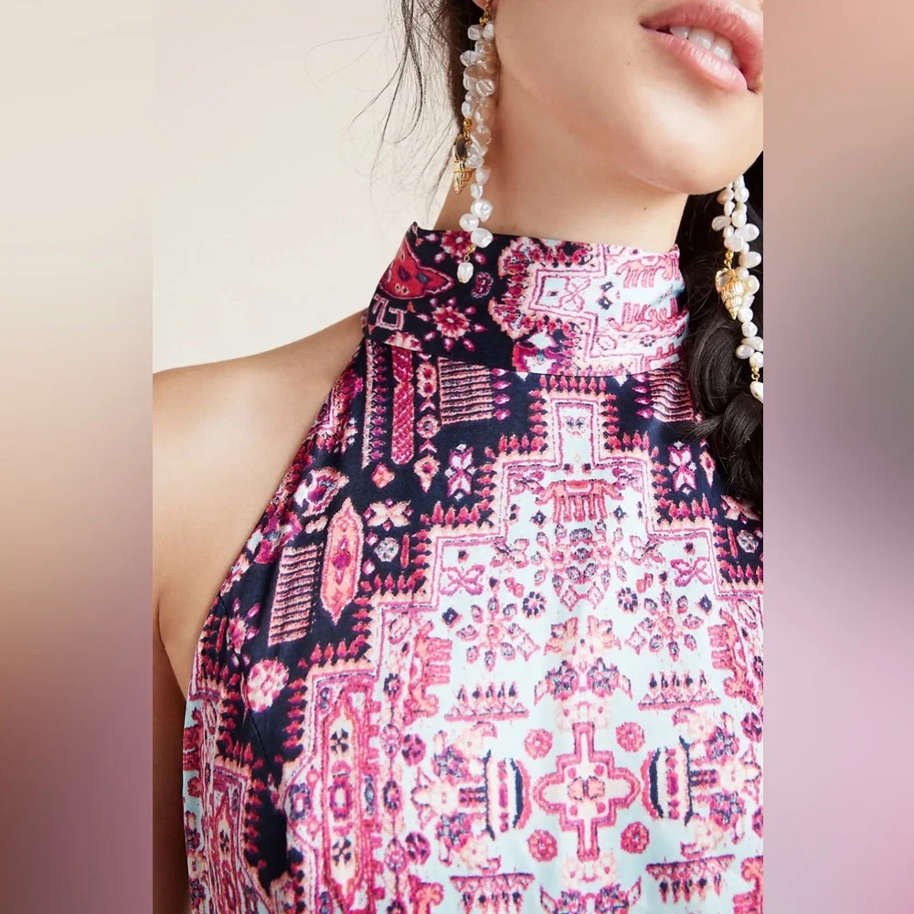 Anthropologie x Nicole Miller Serena Halter Patterned Maxi Dress - Picture 2 of 5